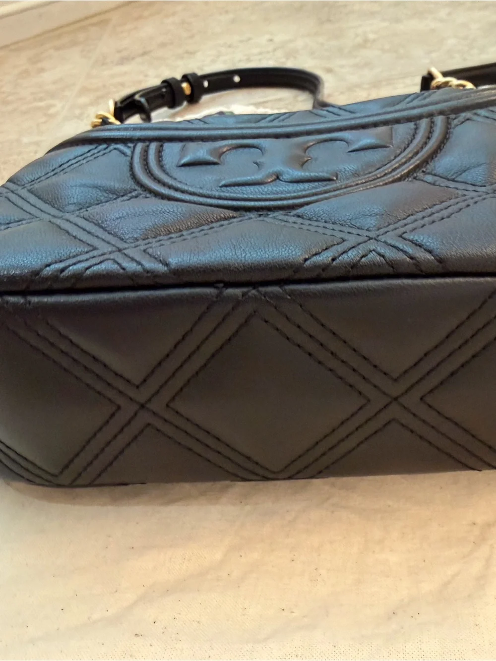 Tory Burch Black Quilted Leather Chain Strap Crossbody